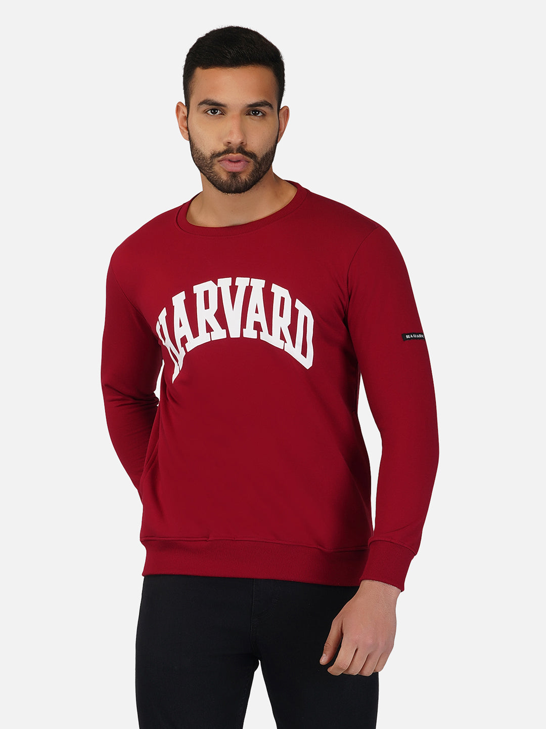 Maroon Printed Fleece Sweatshirt Harvard – TOXA