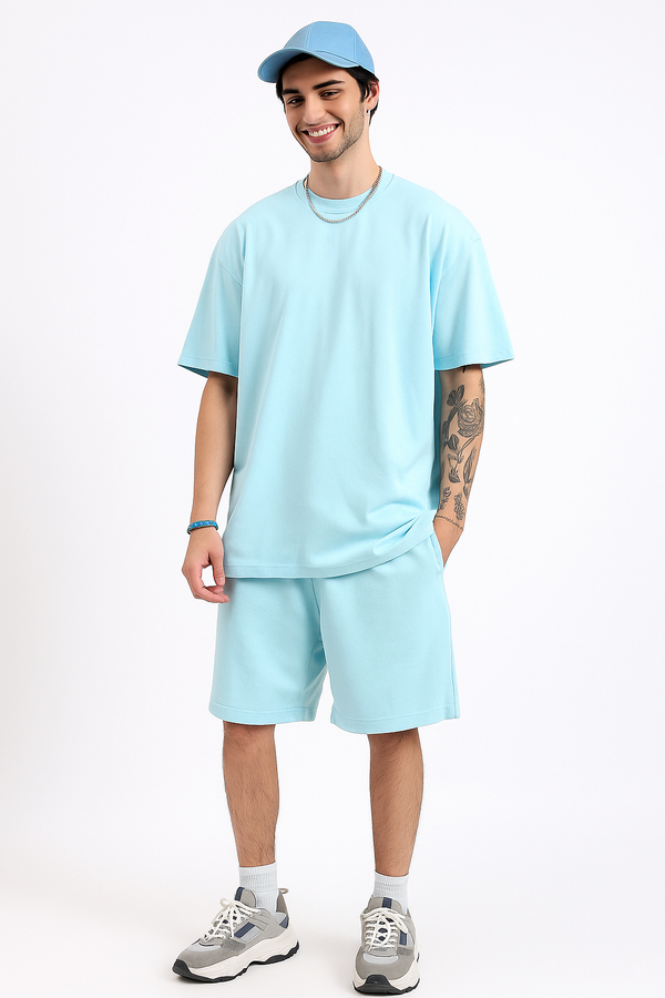 Men Serene Sky Blue Co-Ord Set
