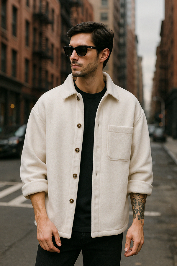 Men Cotton Fleece Overshirt For Winters
